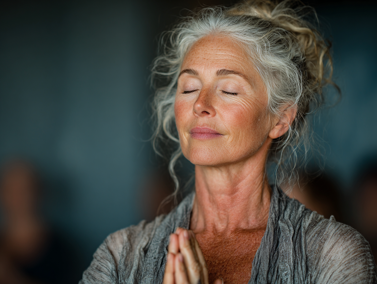 Seniori cvičiaci jogu v prírode